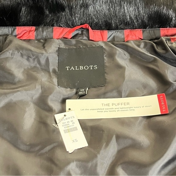 NWT Talbots Down Puffer Vest with Removable Fur Collar Buffalo Check Size XS - Picture 10 of 12